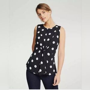Ann Taylor Polka Dot Sleeveless Top - Black and White, Size 4